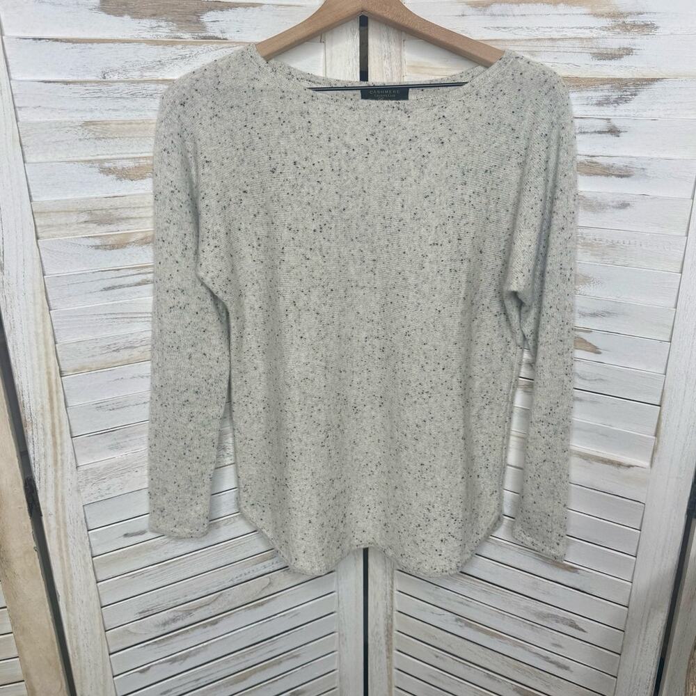 CHARTER CLUB LUXURY CASHMERE Womens M 100% Cashmere Sweater Beige Speckled Black
